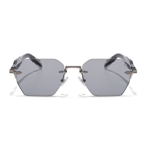 Hawk | Black Rimless Sunglasses | Silver Frame - MG9131