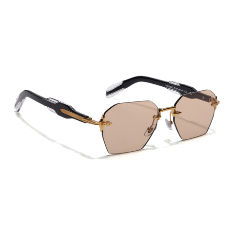 Hawk | Brown Rimless Sunglasses | Golden Frame - MG9132