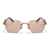 Hawk | Brown Rimless Sunglasses | Golden Frame - MG9132