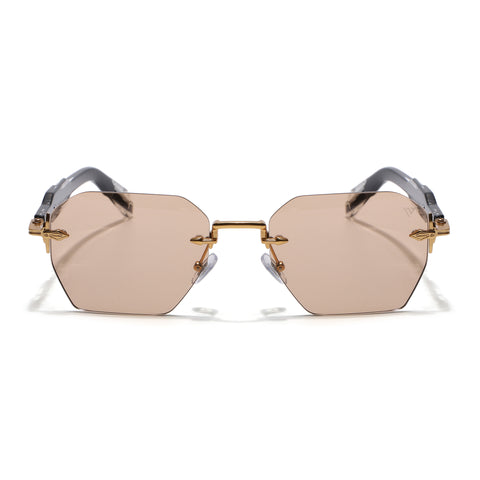 Hawk | Brown Rimless Sunglasses | Golden Frame - MG9132