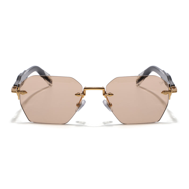 Hawk | Brown Rimless Sunglasses | Golden Frame - MG9132