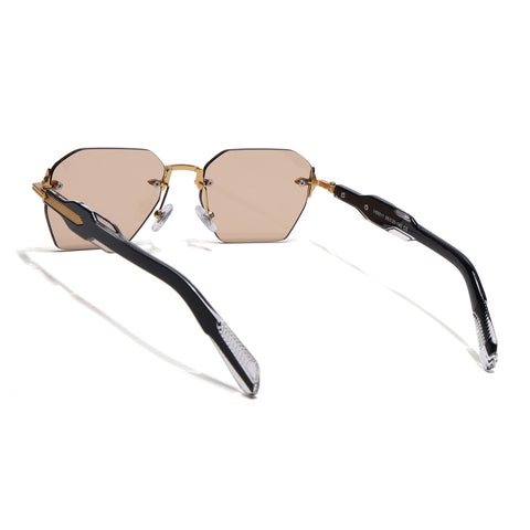 Hawk | Brown Rimless Sunglasses | Golden Frame - MG9132