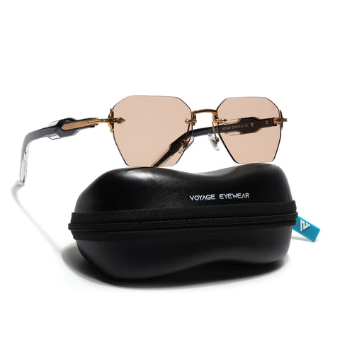 Hawk | Brown Rimless Sunglasses | Golden Frame - MG9132