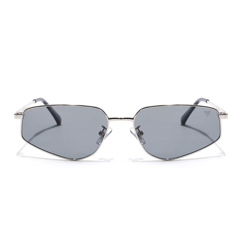 Claw | Metal Grey Rectangle Polarized Sunglasses | Silver Frame - PMG7642)