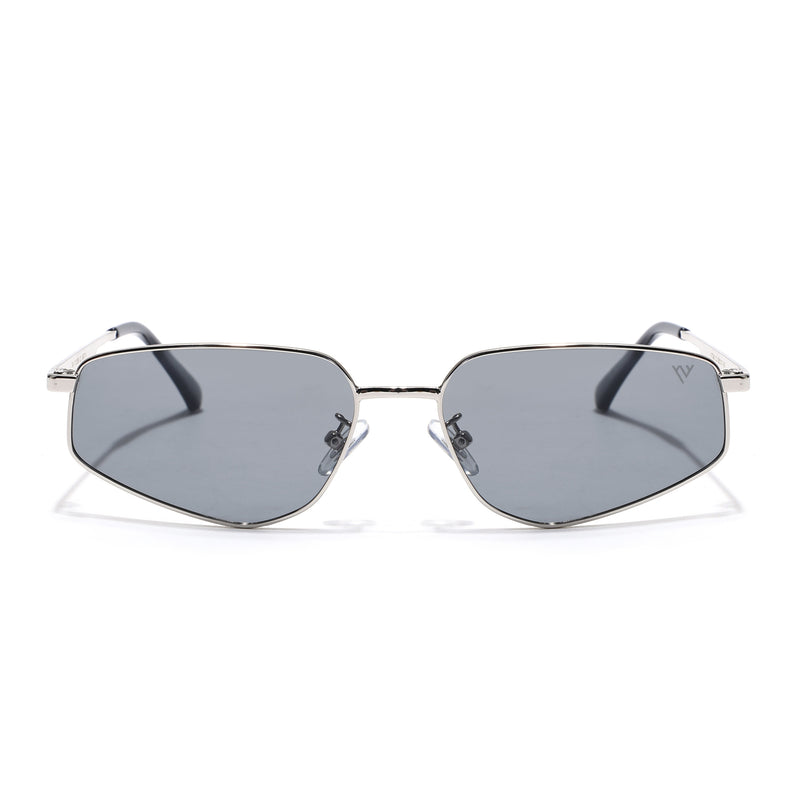 Claw | Metal Grey Rectangle Polarized Sunglasses | Silver Frame - PMG7642)