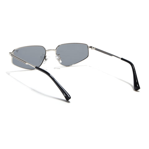 Claw | Metal Grey Rectangle Polarized Sunglasses | Silver Frame - PMG7642)
