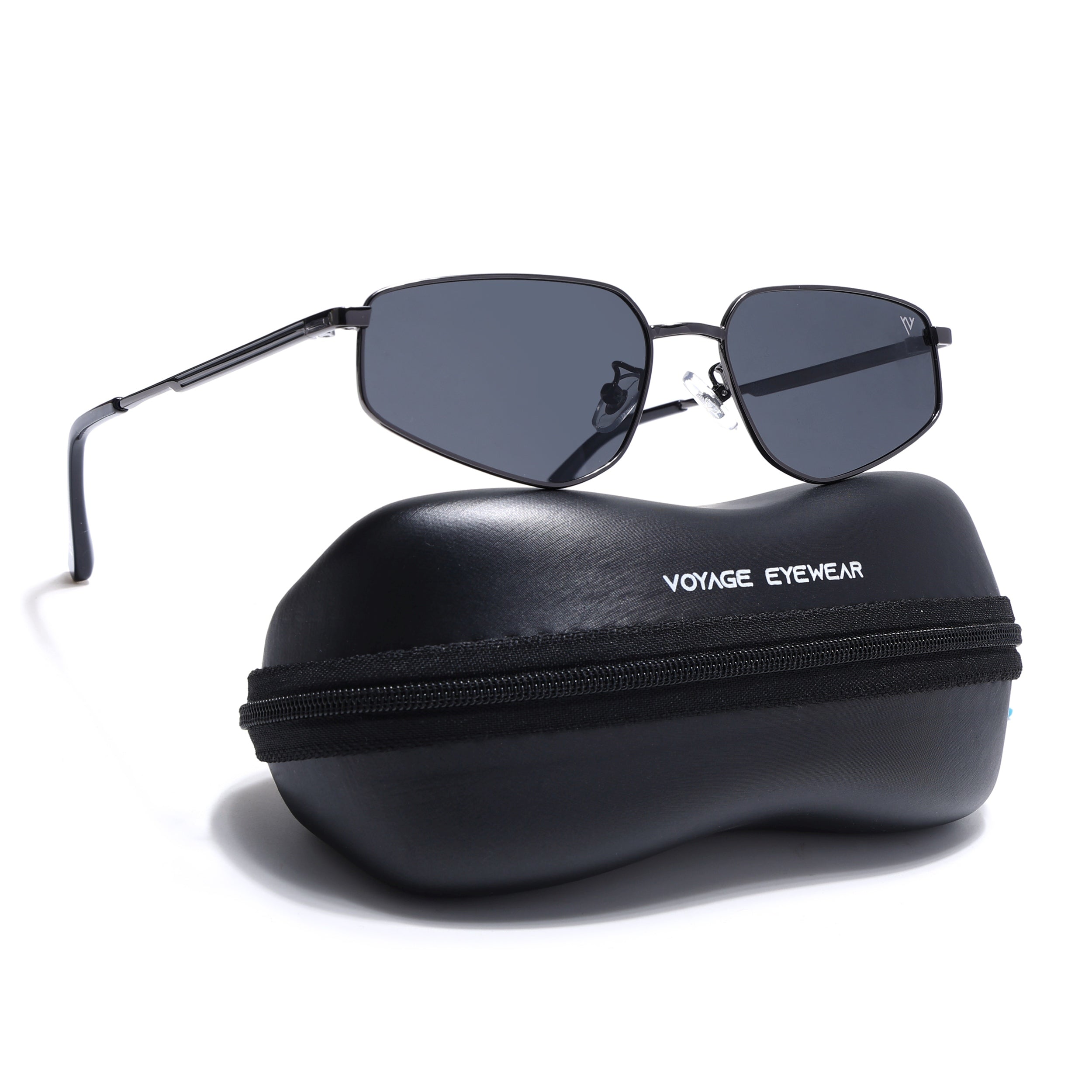 Claw | Black Rectangle Polarized Sunglasses | Gunmetal Grey Frame - PMG7643)