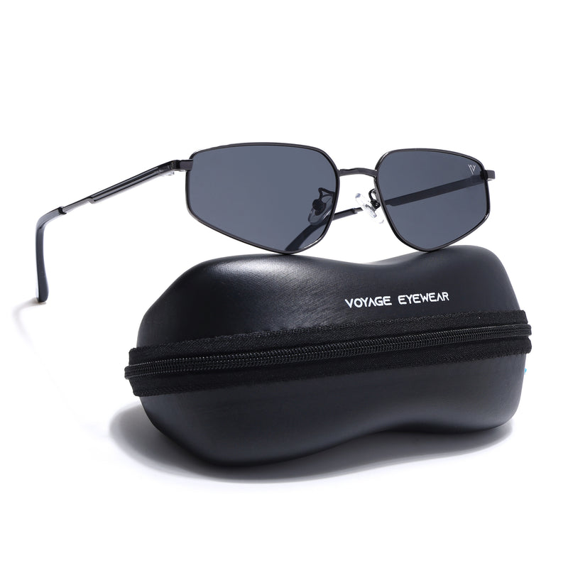 Claw | Black Rectangle Polarized Sunglasses | Gunmetal Grey Frame - PMG7643)