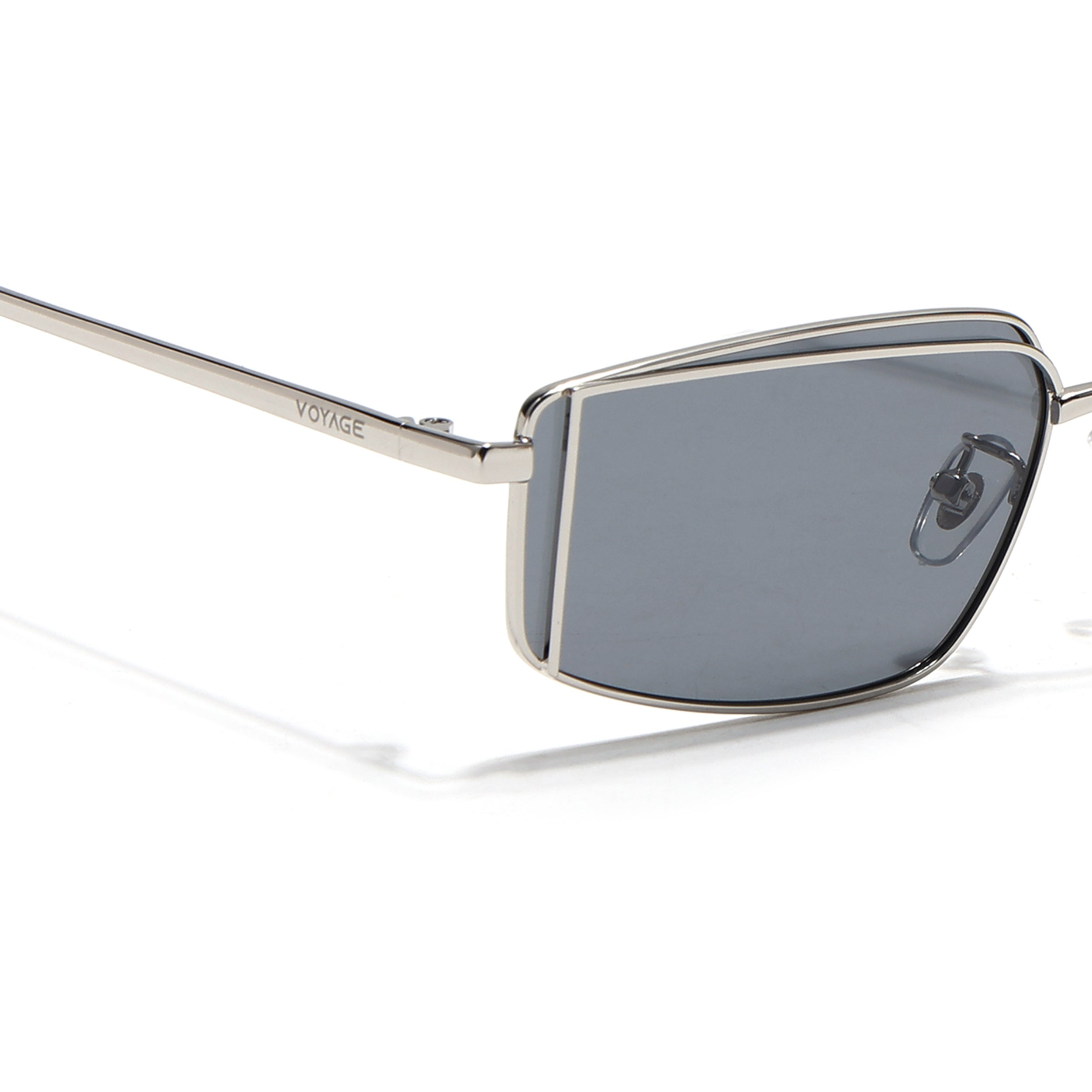 Predator | Metal Grey Rectangle Polarized Sunglasses | Silver Frame - PMG7637