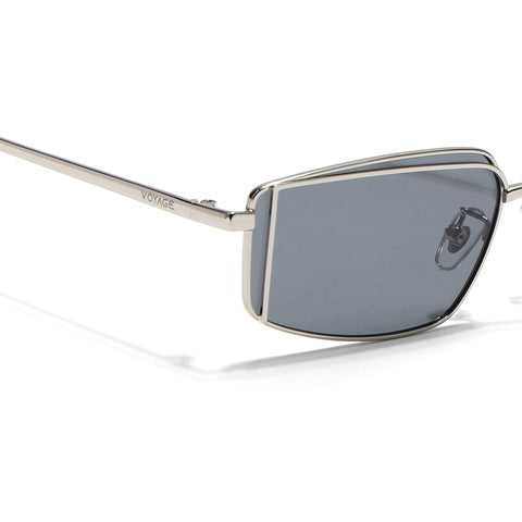 Predator | Metal Grey Rectangle Polarized Sunglasses | Silver Frame - PMG7637