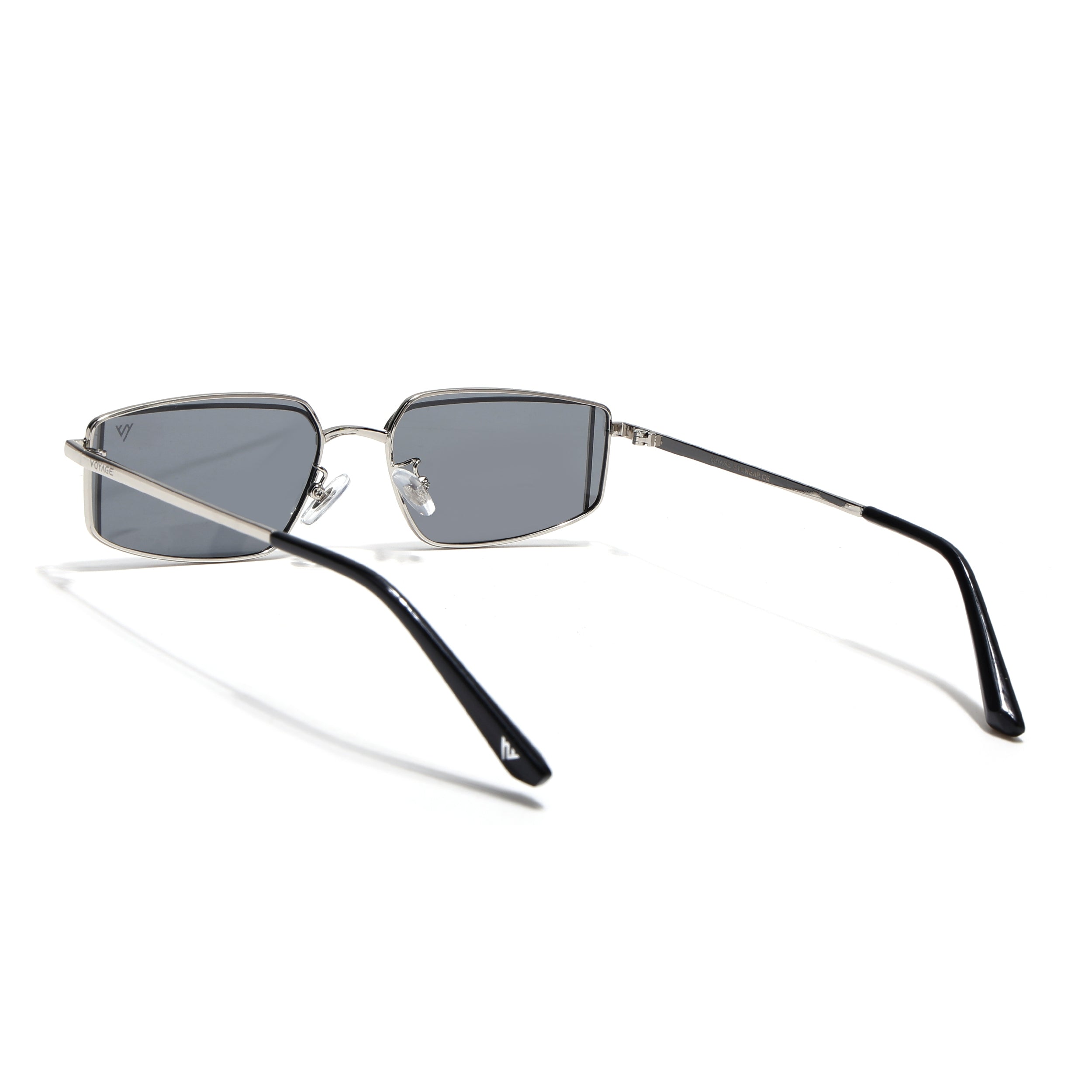 Predator | Metal Grey Rectangle Polarized Sunglasses | Silver Frame - PMG7637