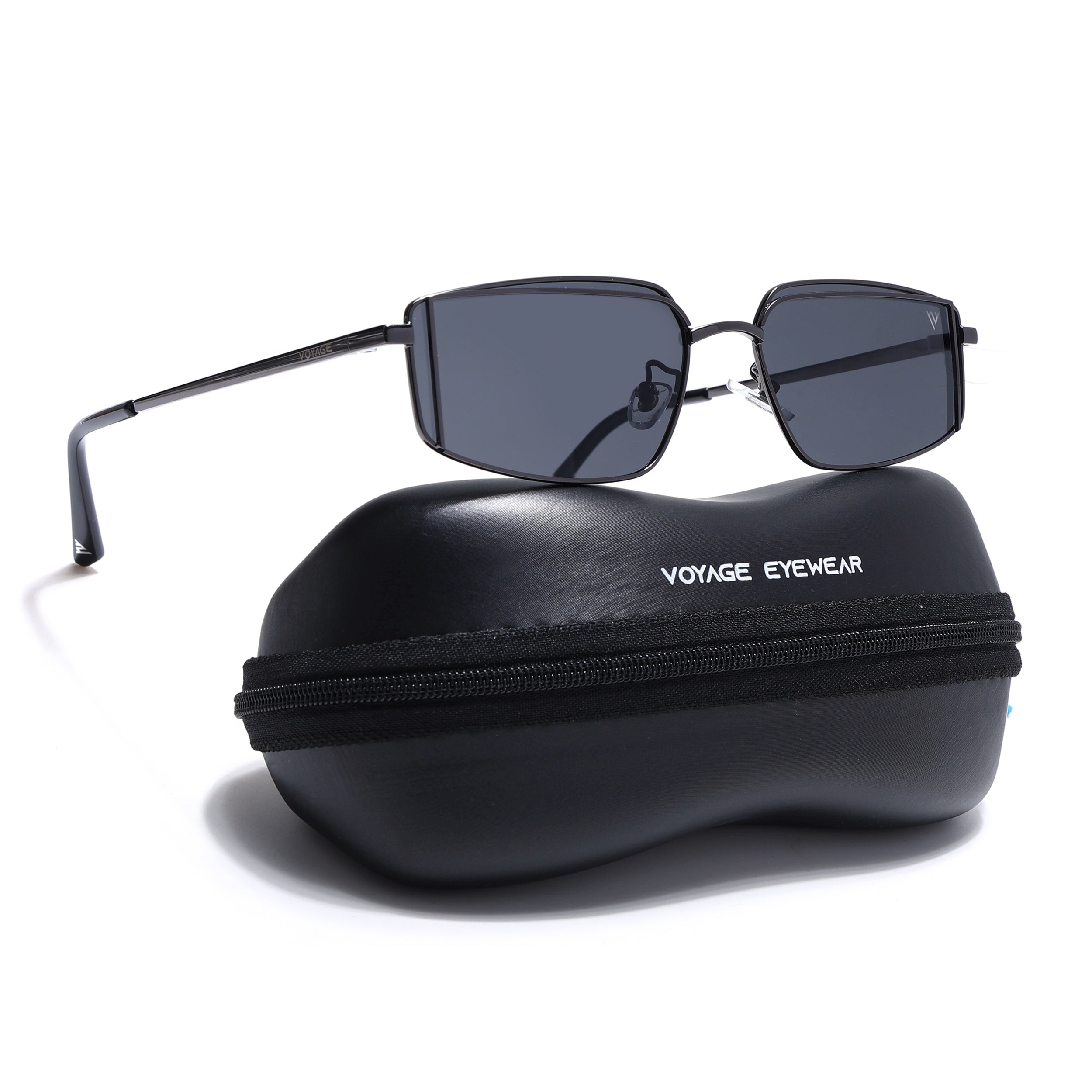 Predator | Black Rectangle Polarized Sunglasses | Gunmetal Grey Frame - PMG7638