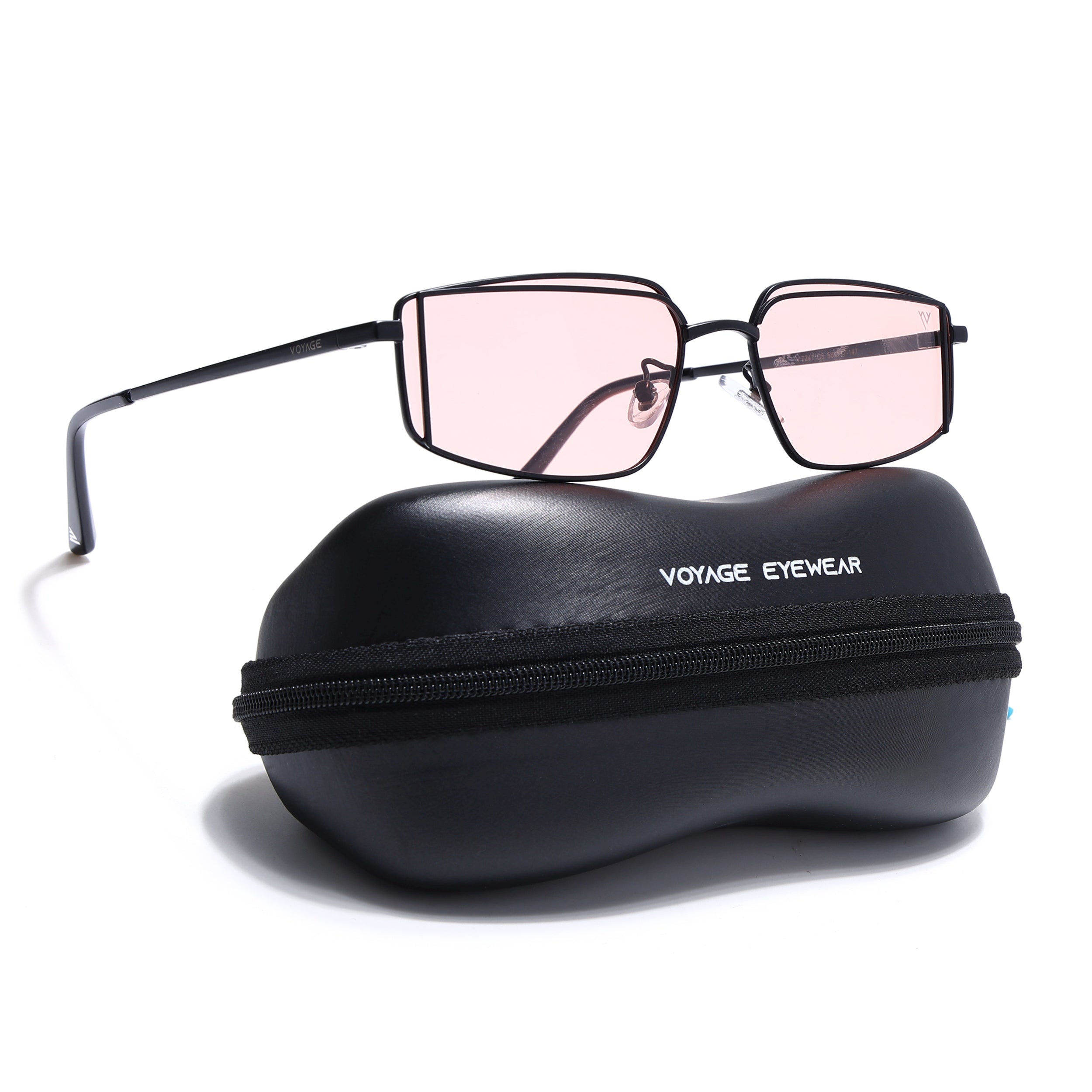 Predator | Smoke Rose Rectangle Polarized Sunglasses | Black Frame - PMG7640