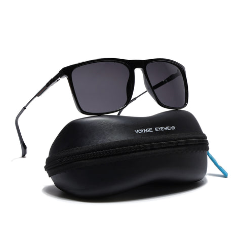 Wayfarer Polarized Sunglasses (Black Lens | Shine Black Frame - PMG5048)