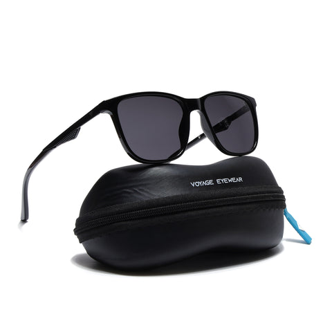 Wayfarer Polarized Sunglasses (Black Lens | Shine Black Frame - PMG5056)