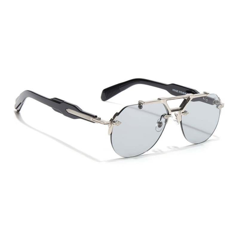 Hawk II | Black Aviator Sunglasses | Silver Frame - MG9142