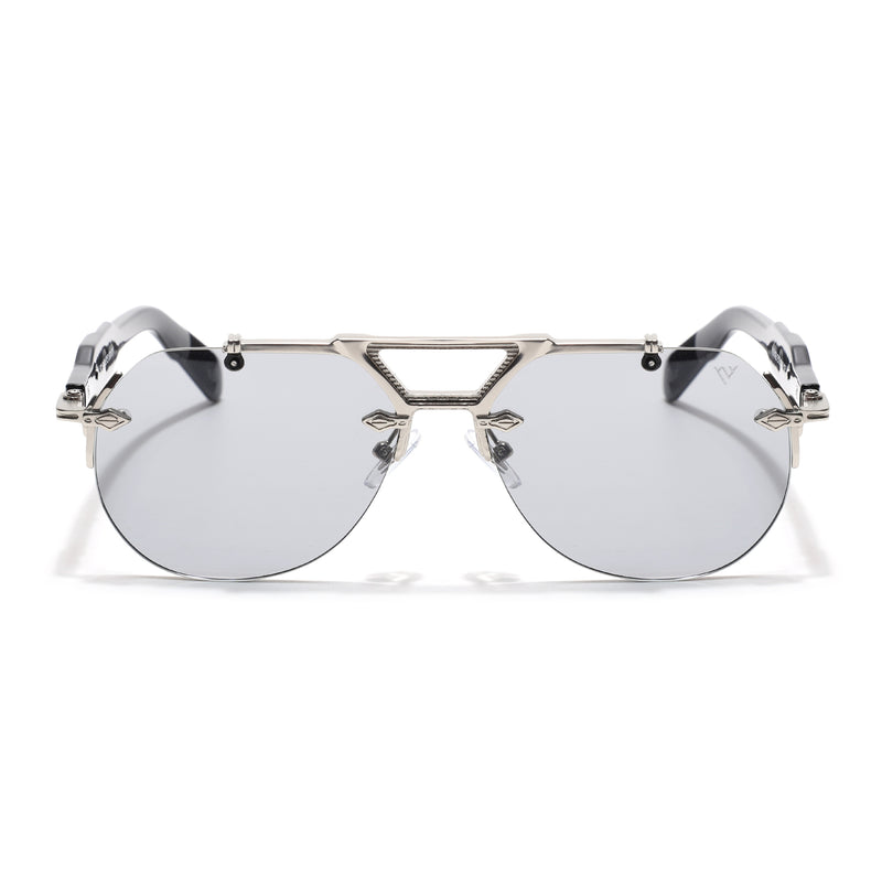 Hawk II | Black Aviator Sunglasses | Silver Frame - MG9142