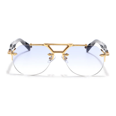 Hawk II | Light Blue Aviator Sunglasses | Golden Frame & Nylon Lenses - MG9144