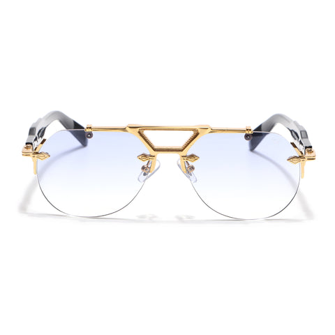 Hawk II | Light Blue Aviator Sunglasses | Golden Frame & Nylon Lenses - MG9144