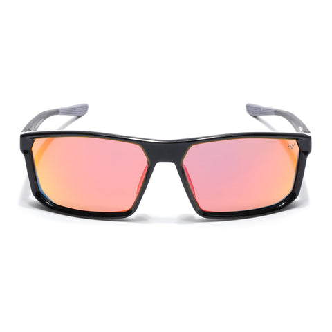 Rectangle Polarized Sunglasses | Orange Lens | Shine Black Frame - PMG6798
