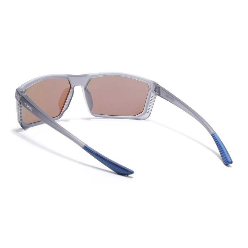 Rectangle Polarized Sunglasses | Blue Lens | Matt Grey Frame - PMG6800