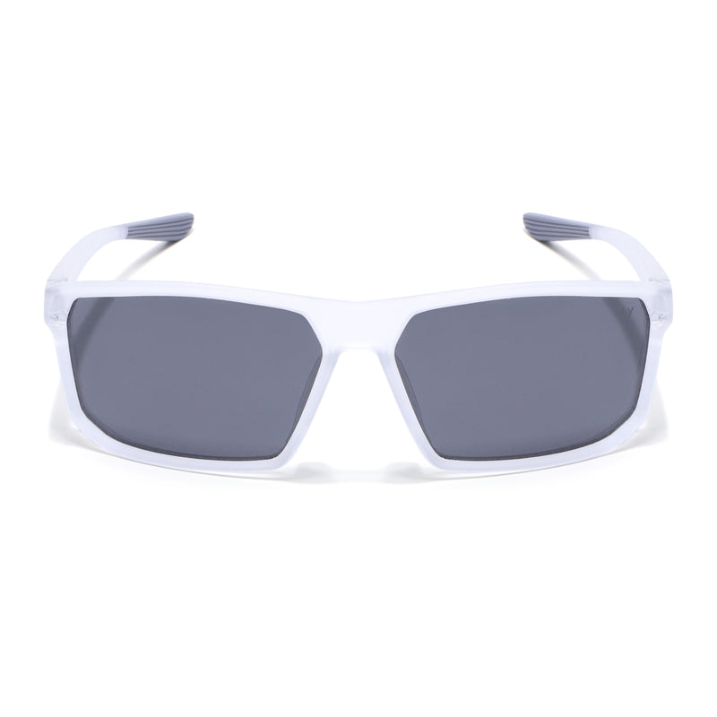 Rectangle Polarized Sunglasses | Black Lens | Transparent Frame - PMG6801