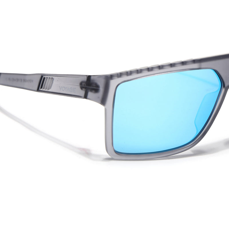 Wayfarer Polarized Sunglasses | Blue Lens | Matt Grey Frame - PMG6805