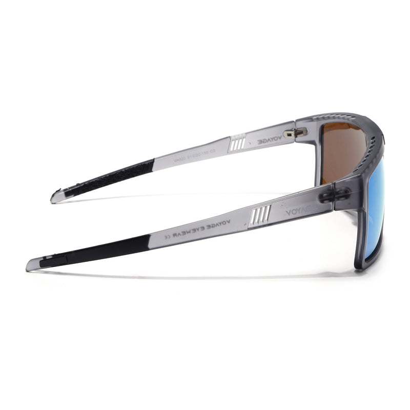 Wayfarer Polarized Sunglasses | Blue Lens | Matt Grey Frame - PMG6805