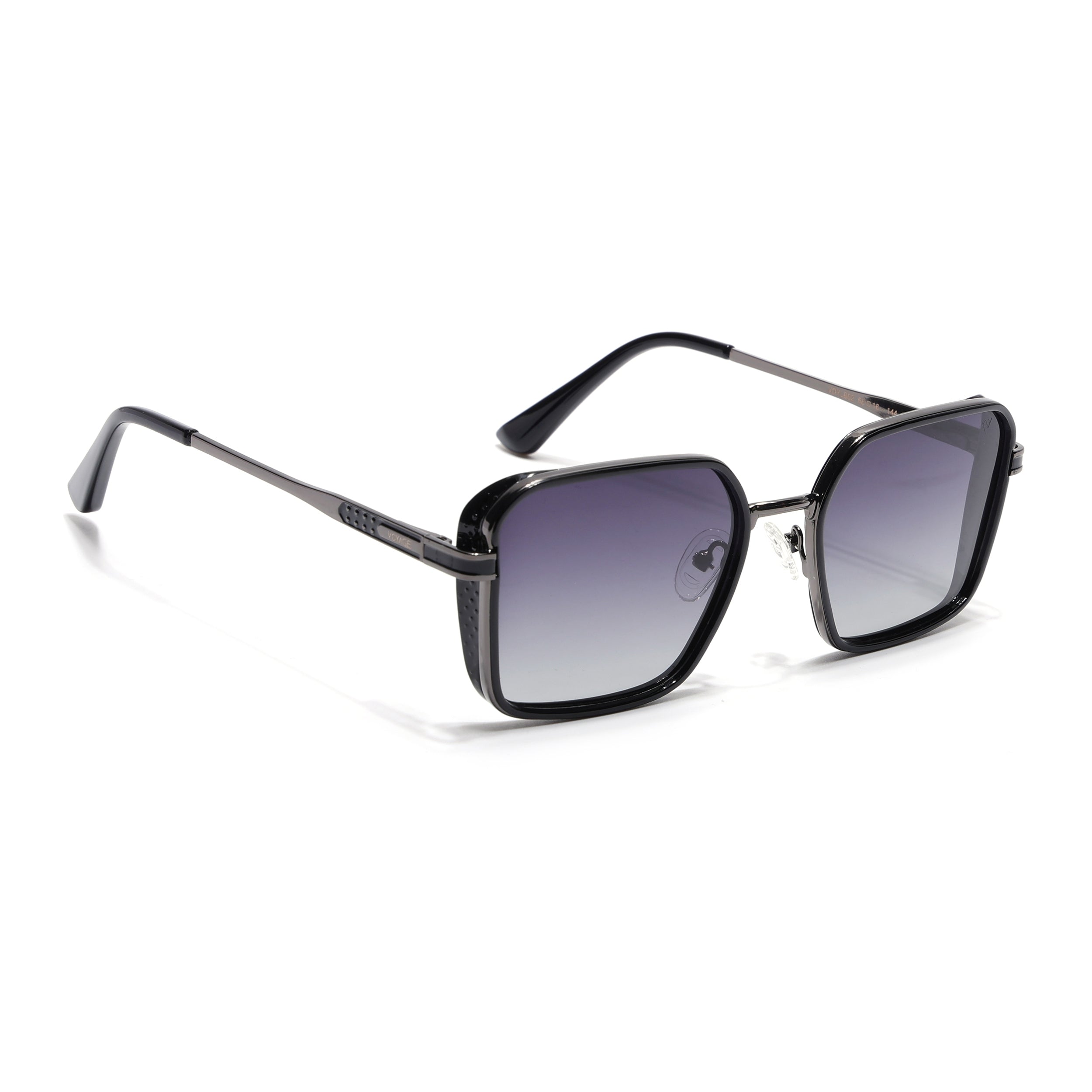 Square Polarized Sunglasses for Men & Women (Grey Lens | Grey & Black Frame - VOYLB02-C2)