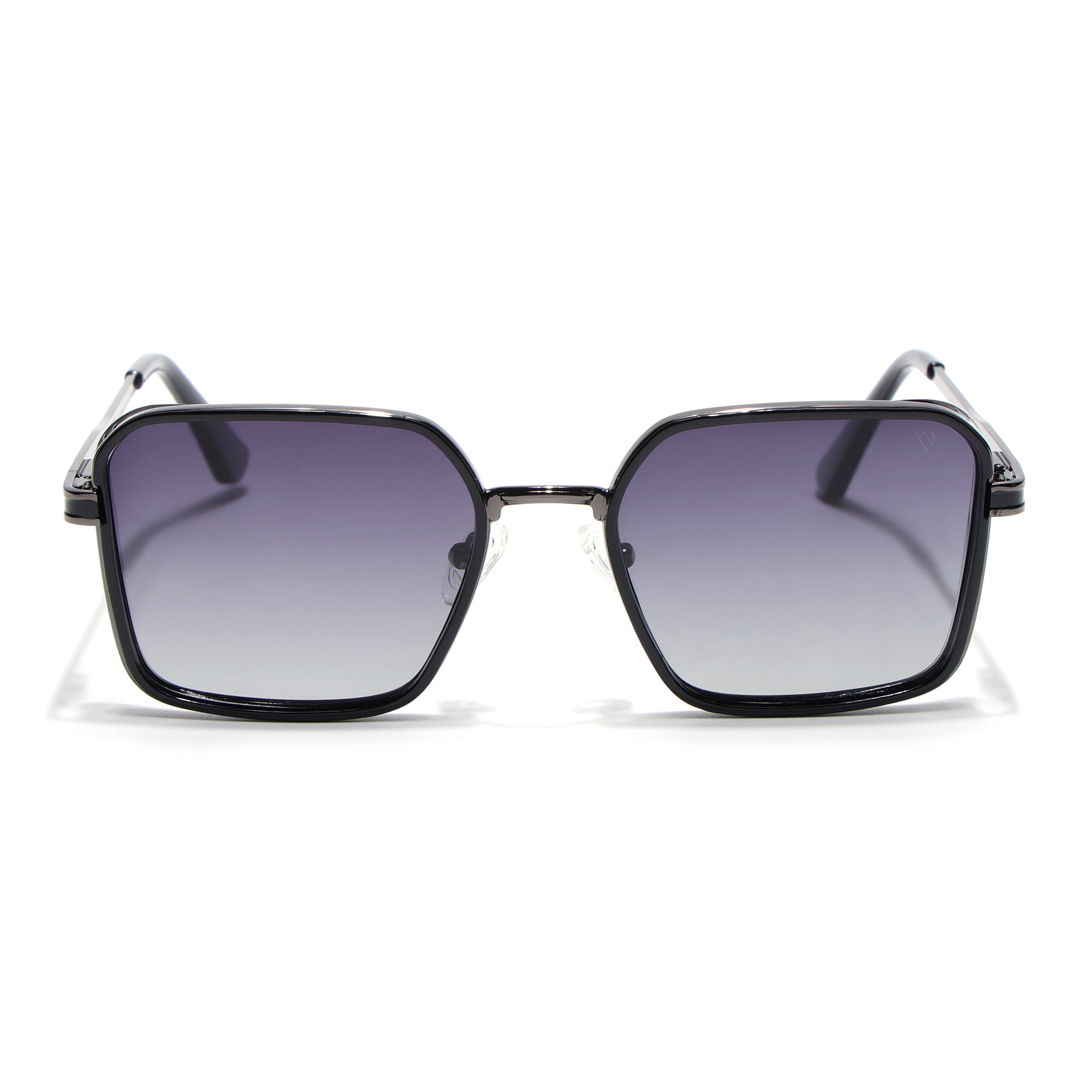 Square Polarized Sunglasses for Men & Women (Grey Lens | Grey & Black Frame - VOYLB02-C2)