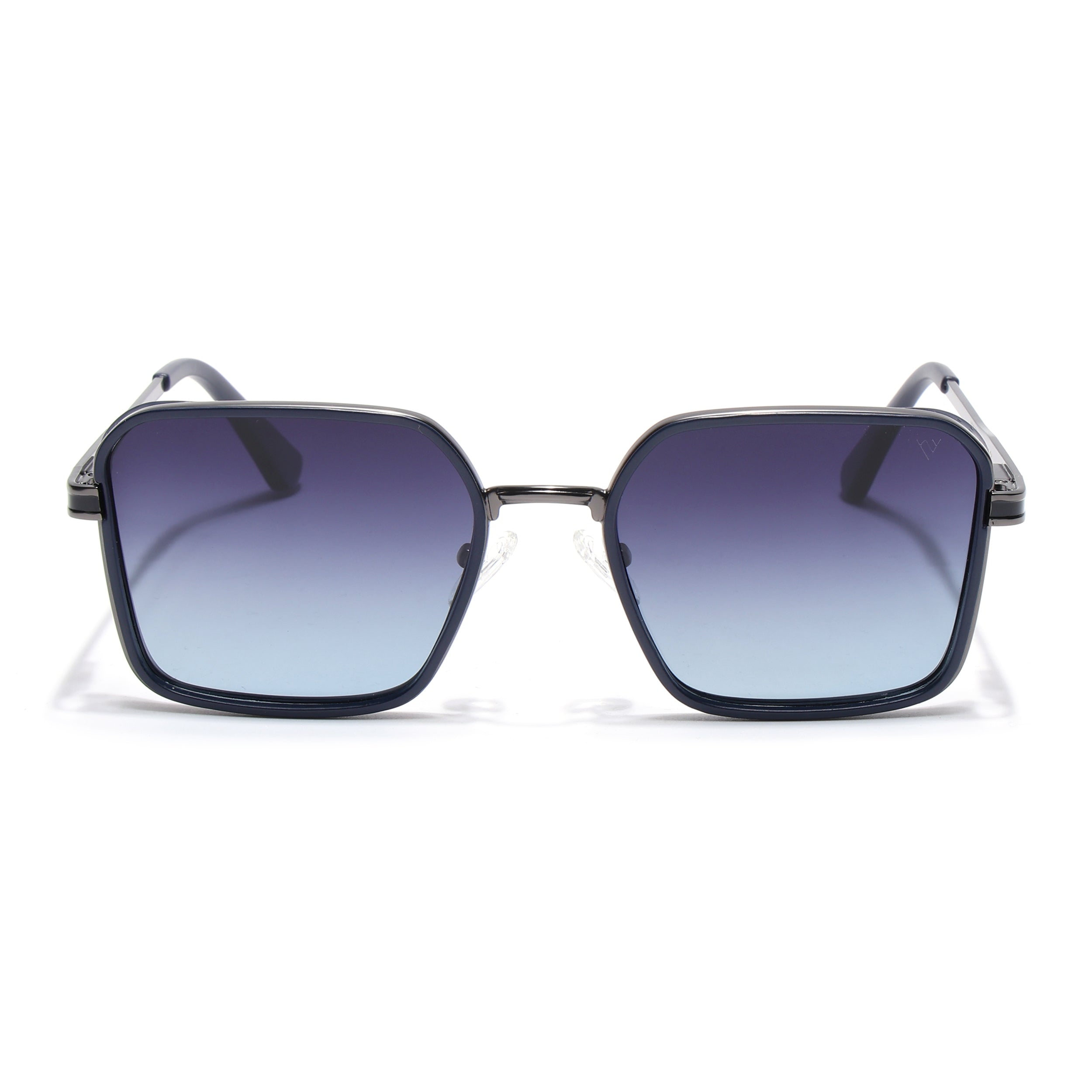 Square Polarized Sunglasses for Men & Women (Grey & Pink Lens | Silver & Black Frame - VOYLB02-C4)