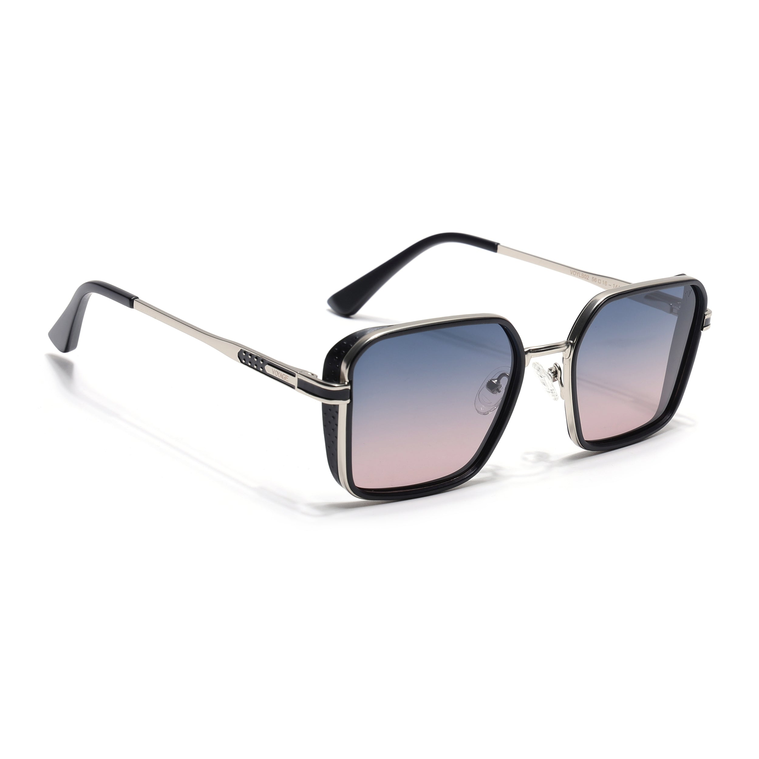 Square Polarized Sunglasses for Men & Women (Blue Lens | Navy Blue Frame - VOYLB02-C5)