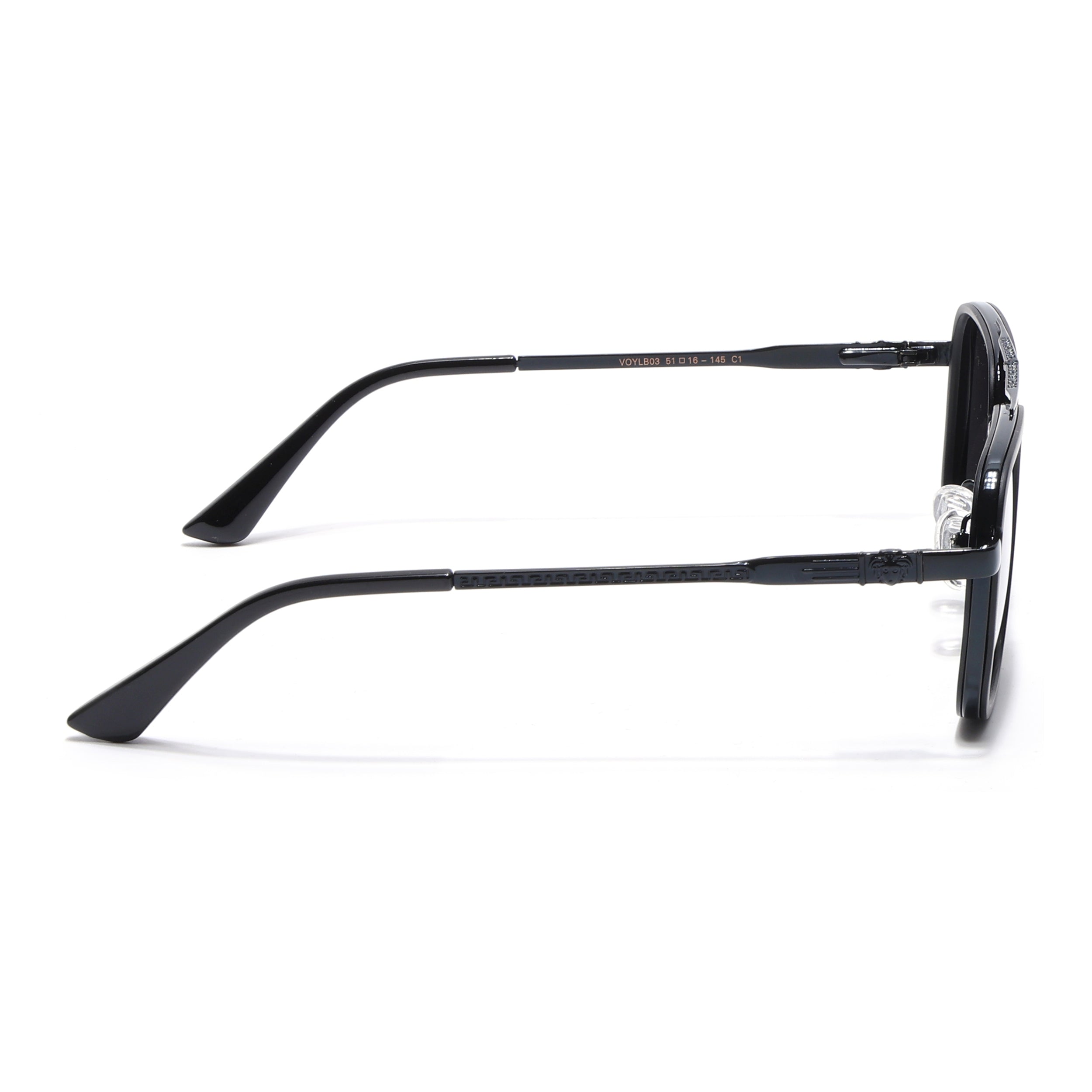 Square Polarized Sunglasses for Men & Women (Black Lens | Black Frame - VOYLB03-C1)
