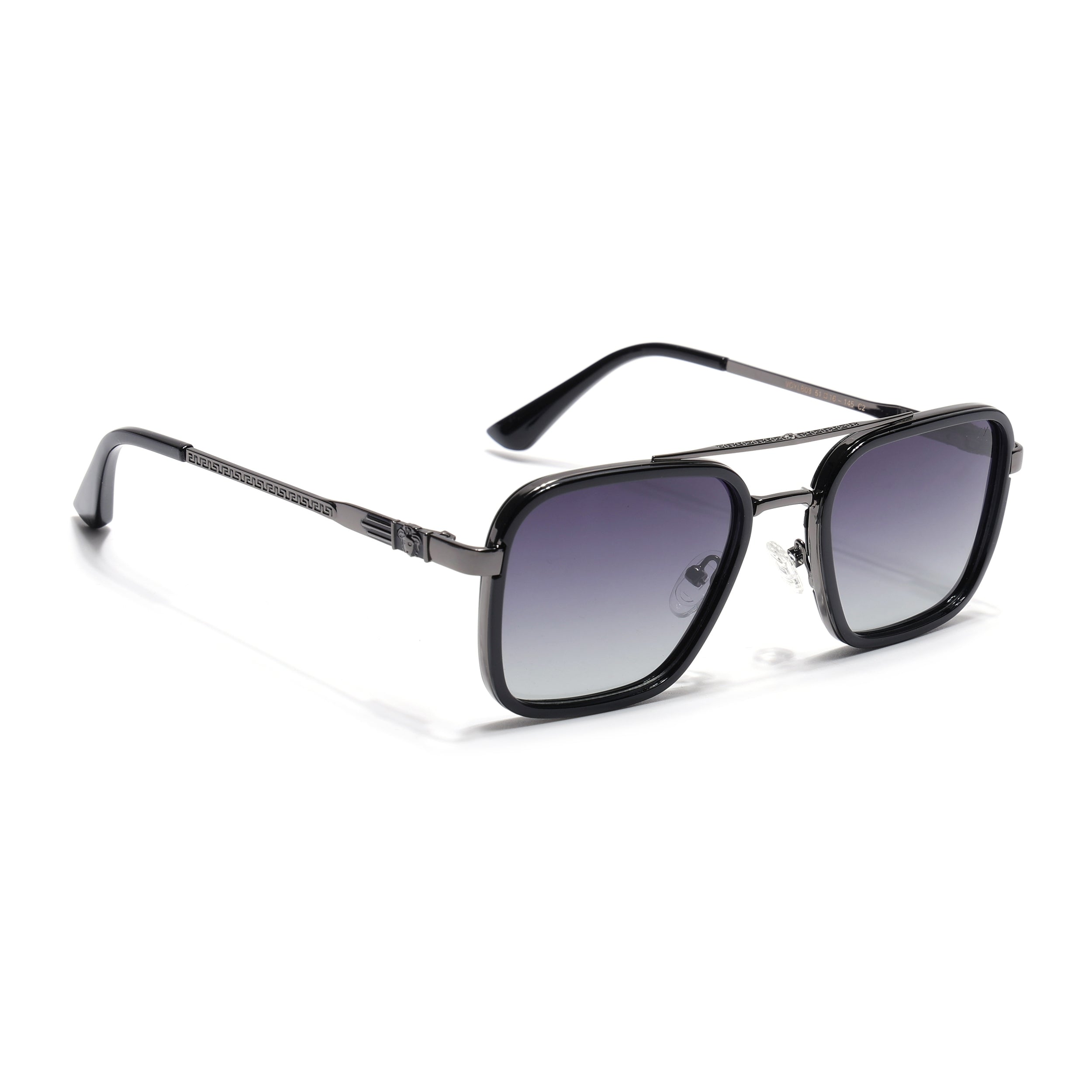 Square Polarized Sunglasses for Men & Women (Grey Lens | Grey & Black Frame - VOYLB03-C2)