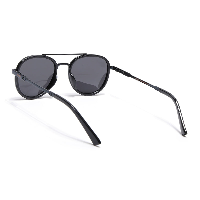Round Polarized Sunglasses for Men & Women (Black Lens | Black Frame - VOYLB04-C1)