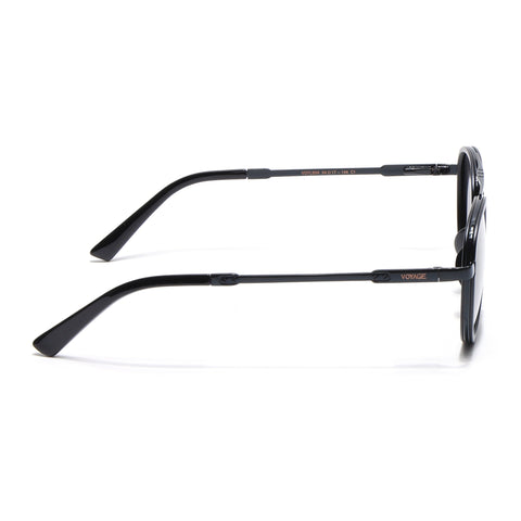 Round Polarized Sunglasses for Men & Women (Black Lens | Black Frame - VOYLB04-C1)
