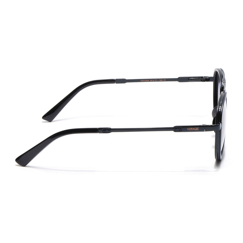 Round Polarized Sunglasses for Men & Women (Black Lens | Black Frame - VOYLB04-C1)