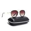 Round Polarized Sunglasses for Men & Women (Brown & Clear Lens | Golden & Brown Frame - VOYLB04-C3)
