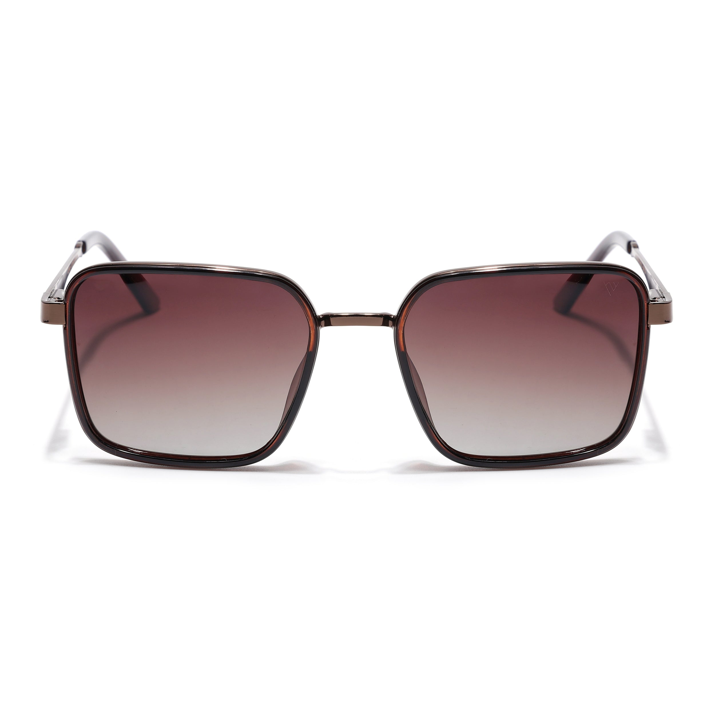 Square Polarized Sunglasses for Men & Women (Brown & Clear Lens | Brown & Black Frame - VOYLB06-C3)
