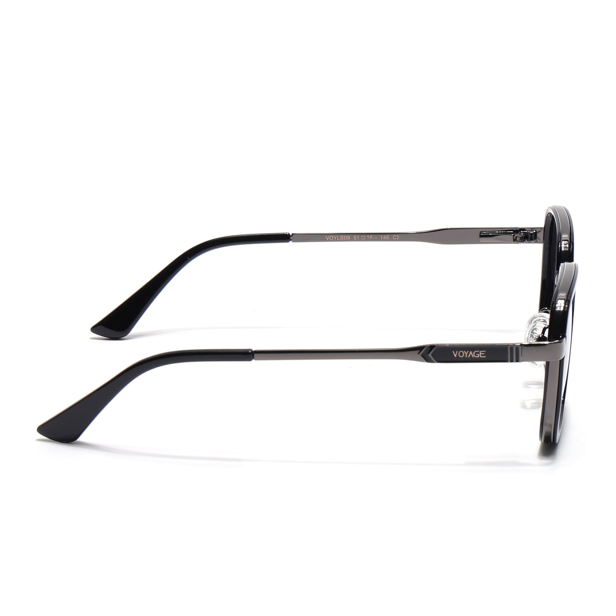 Square Polarized Sunglasses for Men & Women (Grey & Clear Lens | Grey & Black Frame - VOYLB08-C2)