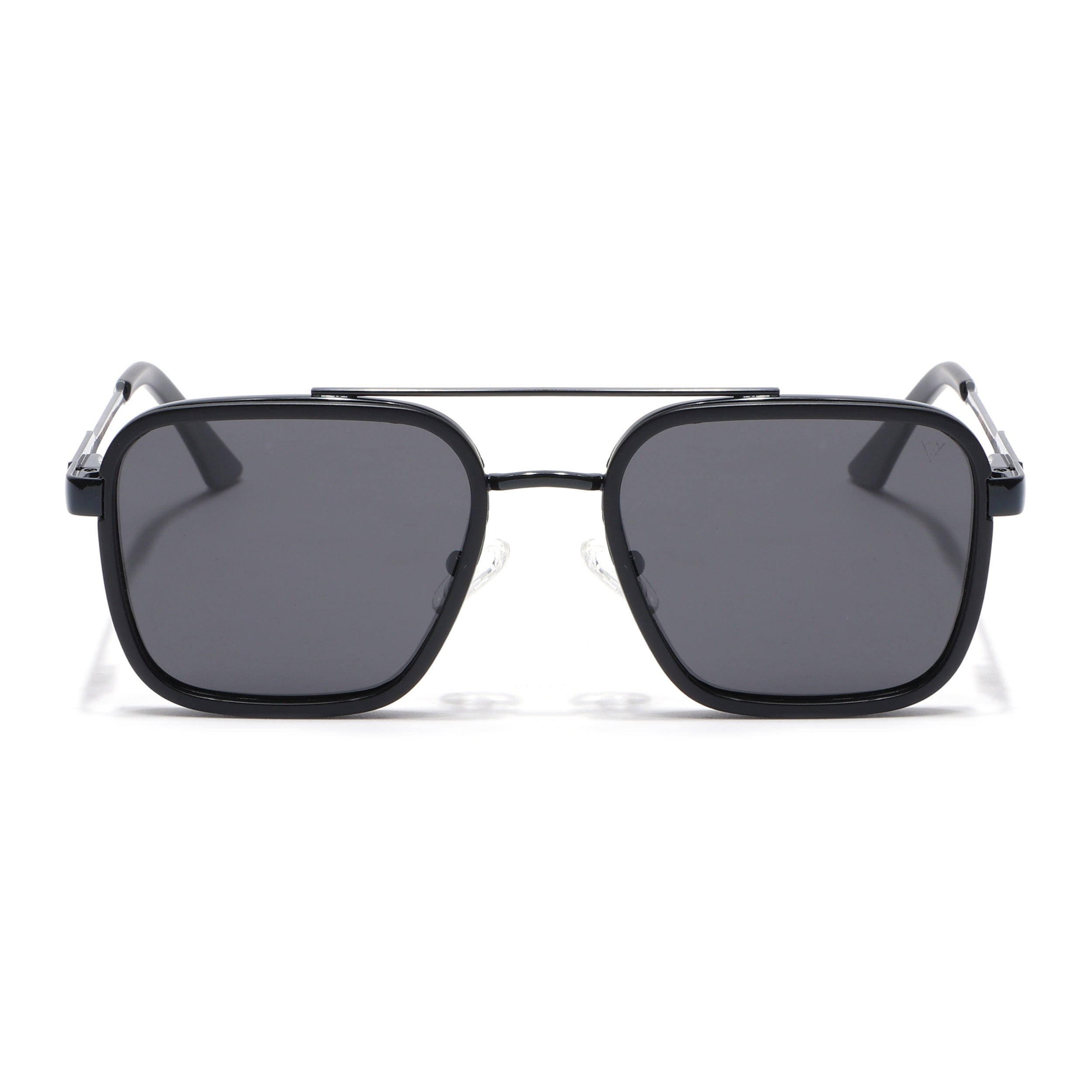 Square Polarized Sunglasses for Men & Women (Black Lens | Black Frame - VOYLB09-C1)