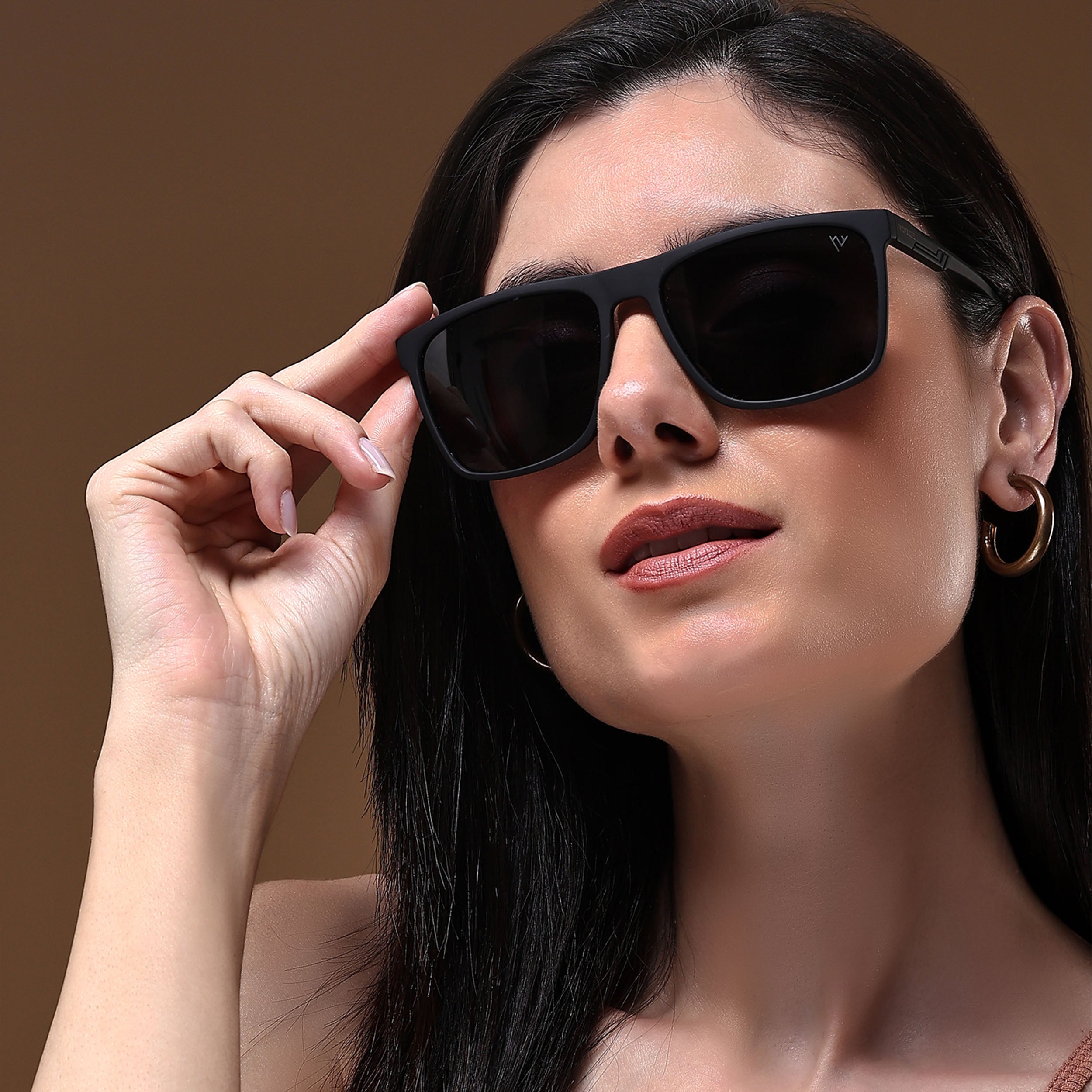 Dunk Matte Black Wayfarer Polarized Sunglasses | Black Lens - PMG5248