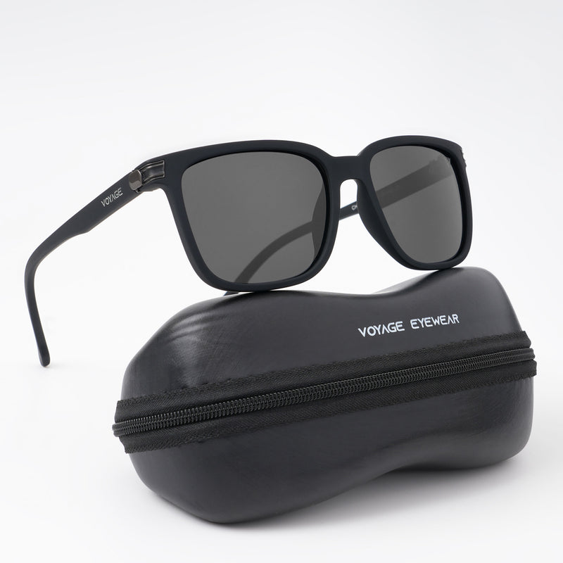 Dunk Matte Black Wayfarer Polarized Sunglasses | Black Lens - PMG5249
