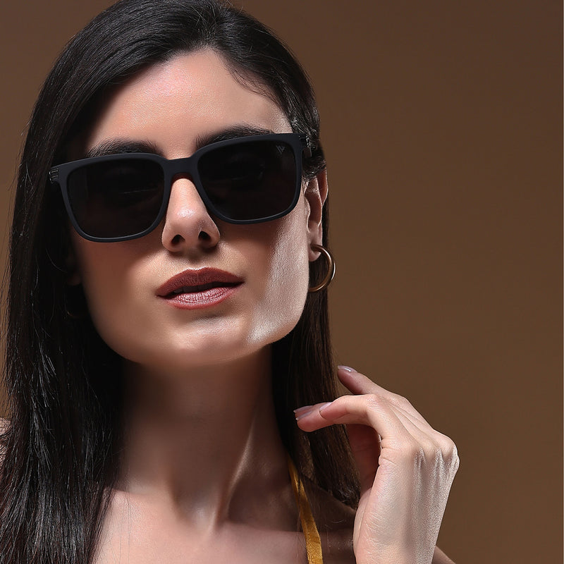 Dunk Matte Black Wayfarer Polarized Sunglasses | Black Lens - PMG5249