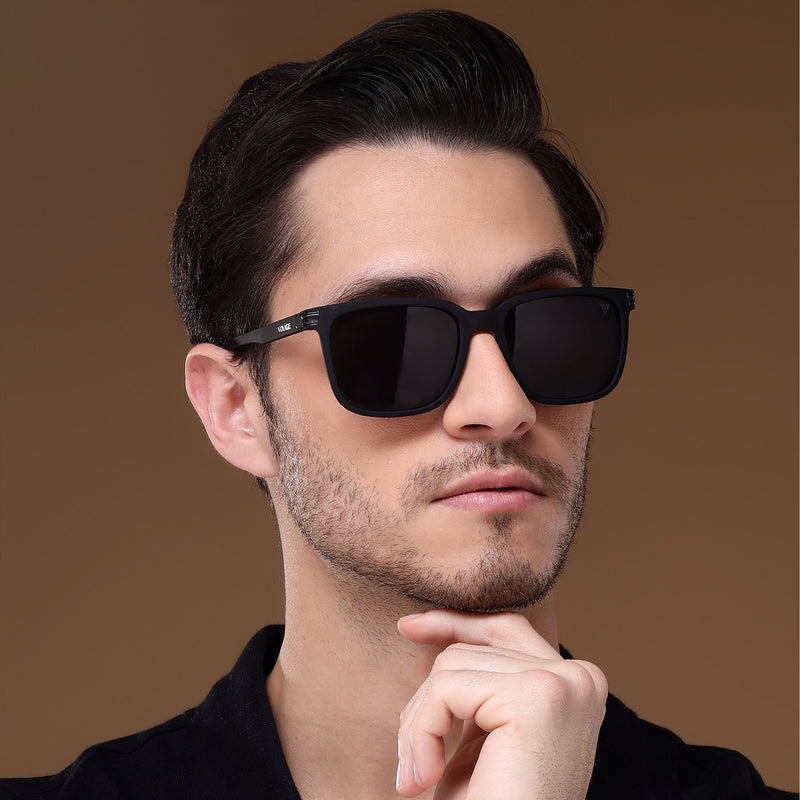 Dunk Matte Black Wayfarer Polarized Sunglasses | Black Lens - PMG5249