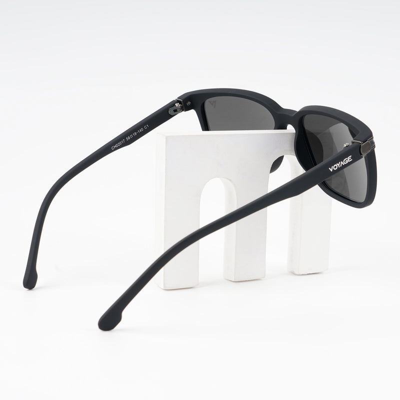 Dunk Matte Black Wayfarer Polarized Sunglasses | Black Lens - PMG5249