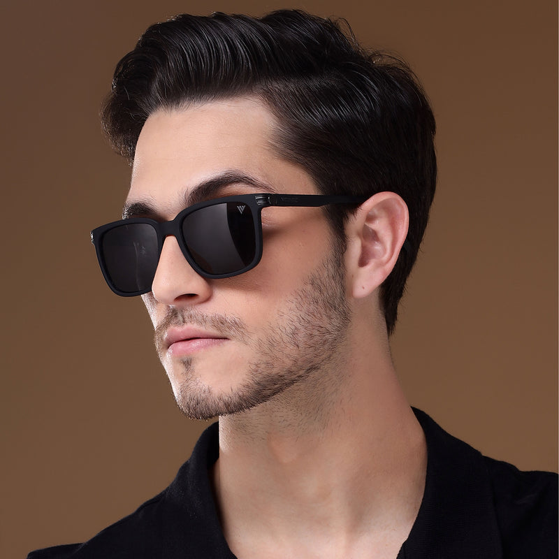 Dunk Matte Black Wayfarer Polarized Sunglasses | Black Lens - PMG5249