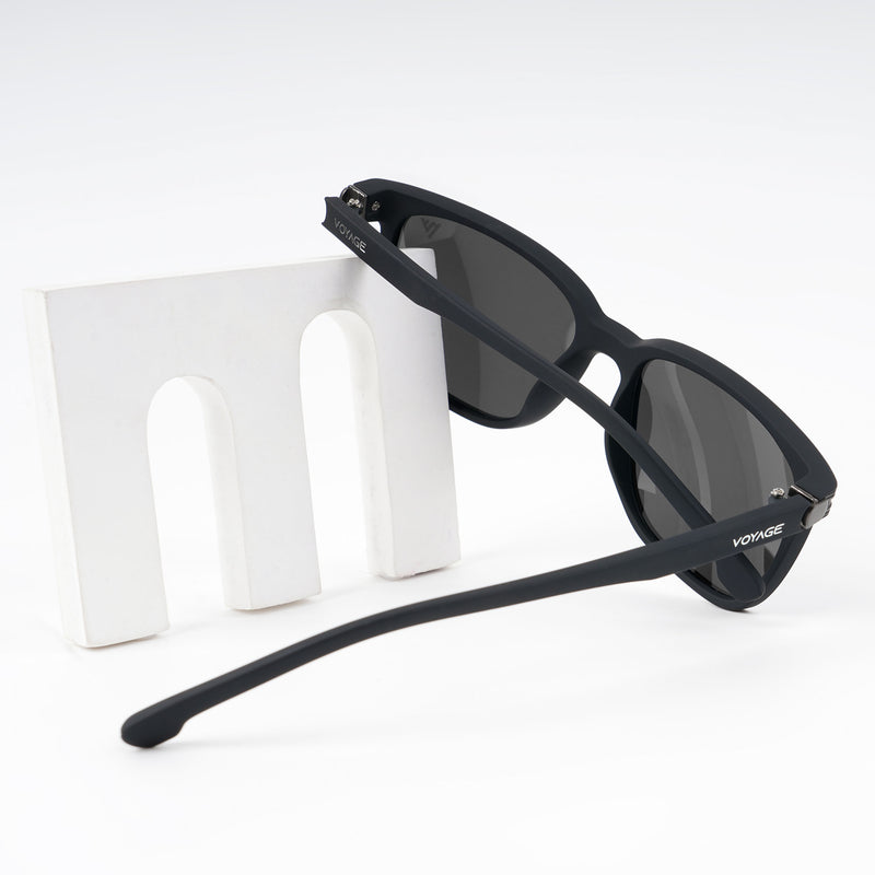 Dunk Matte Black Wayfarer Polarized Sunglasses | Black Lens - PMG5249