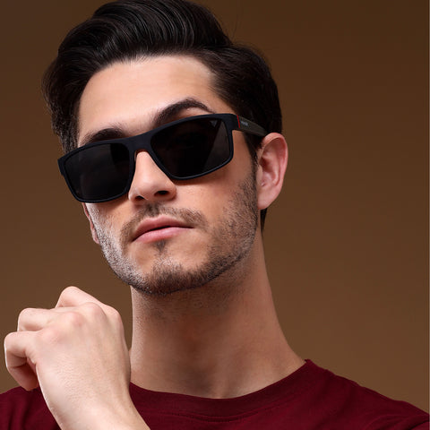 Dunk Matte Black Wayfarer Polarized Sunglasses | Black Lens - PMG5252