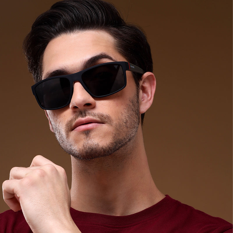 Dunk Matte Black Wayfarer Polarized Sunglasses | Black Lens - PMG5252